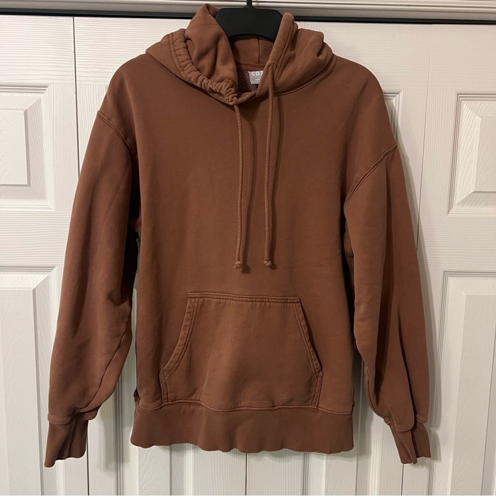 Aritzia TNA Cozy Fleece Boyfriend Hoodie in Brown size XS - Picture 2 of 9